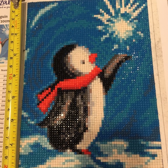 Handmade Diamond Art Completed Penguin - Full Drill - 6" X 8" Gift - Picture 3 of 6